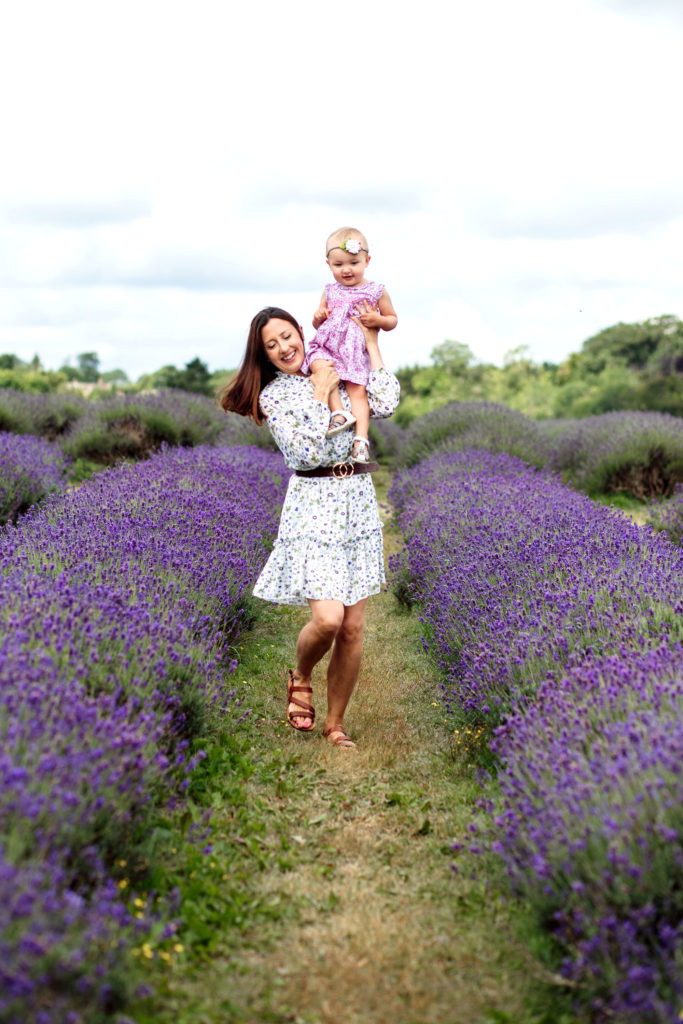 mother and daughter in Mayfields lavender fields.